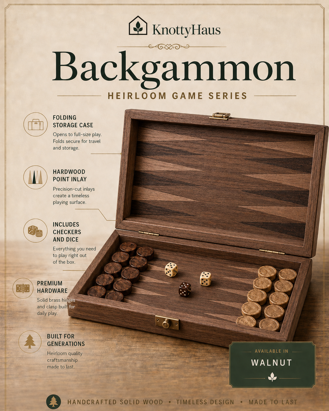 Backgammon in Walnut