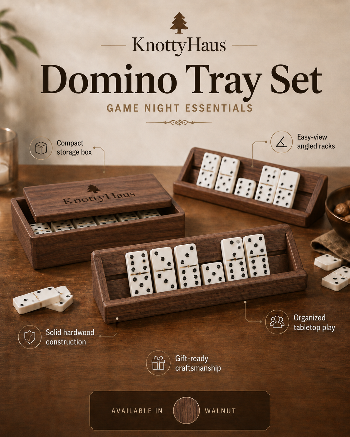 Domino Tray Set in Walnut