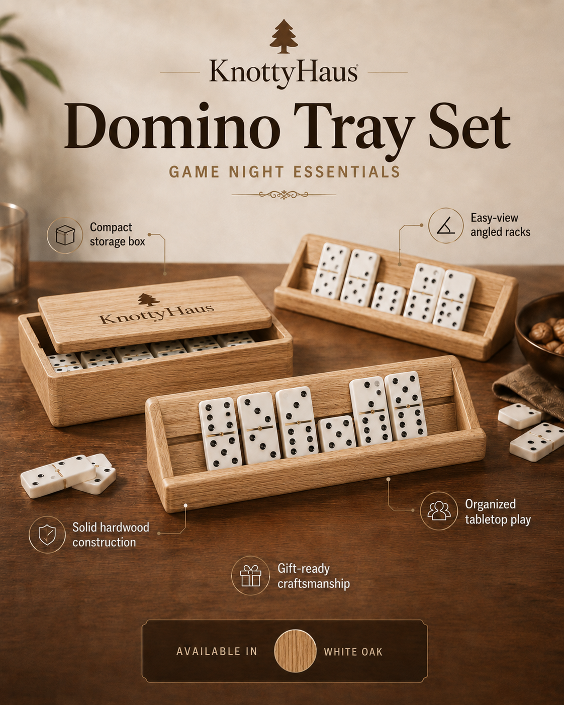 Domino Tray Set in White Oak