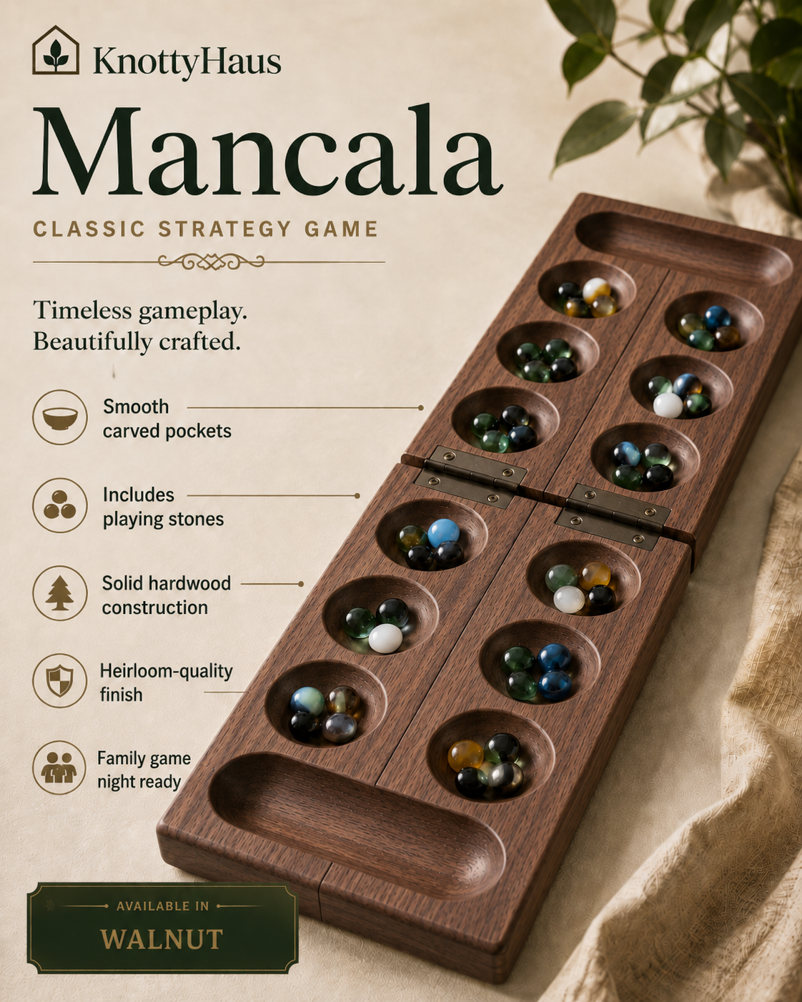 Mancala in Walnut