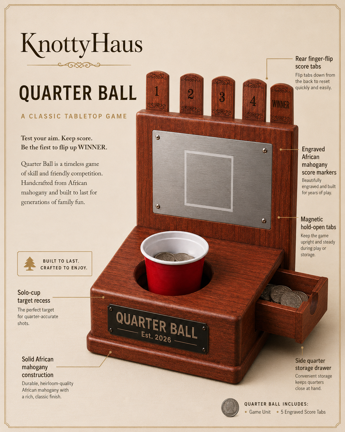 Quarter Ball in African Mahogany
