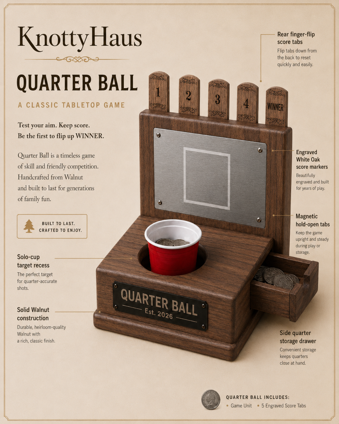 Quarter Ball in Walnut