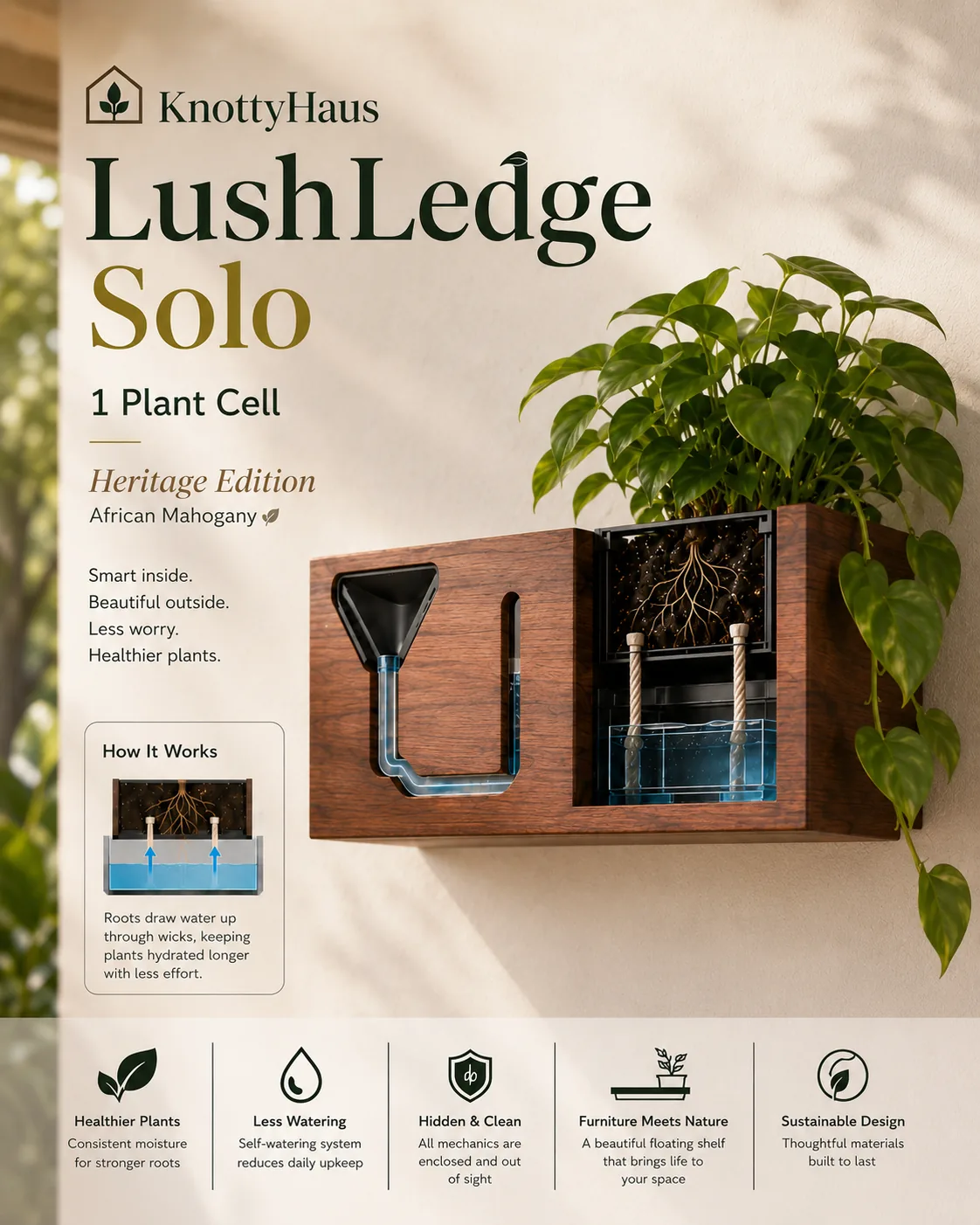 LushLedge Solo Heritage African Mahogany